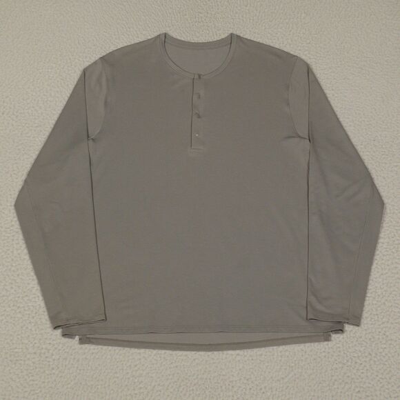 Lululemon Reinstate Long Sleeve Henley Mens XXL Heathered Riverstone On The Move - Picture 1 of 9